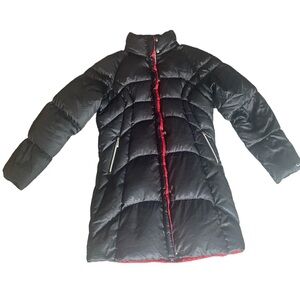 Nike Long Black & Red Duck Down Filled Puffer Jacket, Women’s L